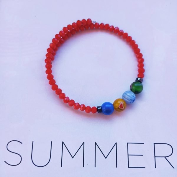 Βραχιολάκι χρωματιστό με χάντρες millefiori