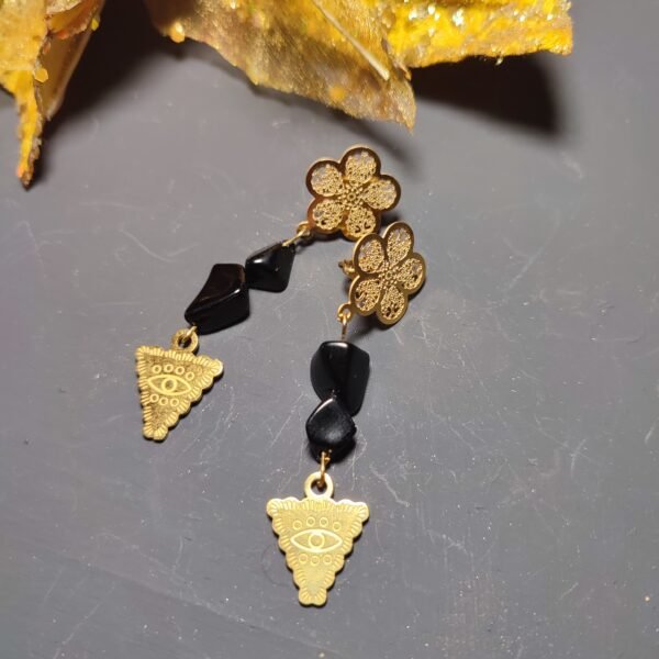 Ατσάλινα κρεμαστά με μαύρα τσιπς και τρίγωνο ατσάλινο μάτι