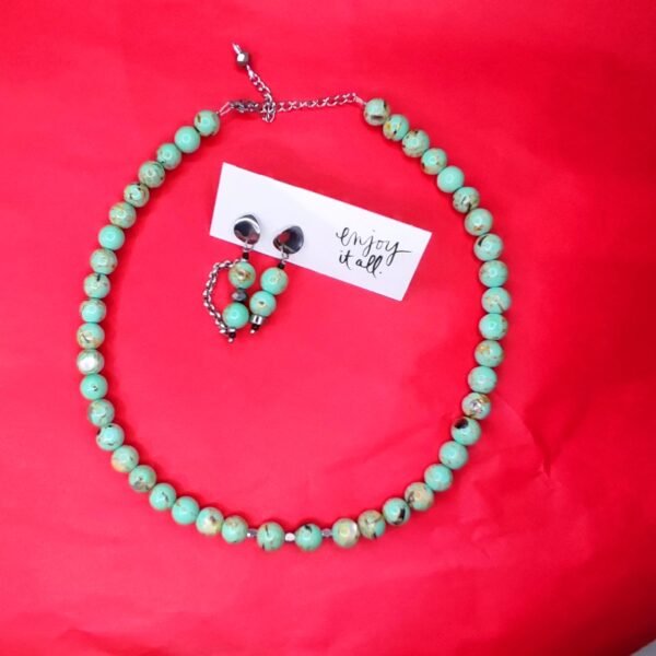 Σκουλαρίκια ατσάλινα με νεφρίτες και αλυσιδα