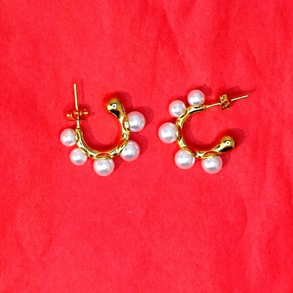 Σκουλαρίκια ατσάλινα five pearls