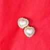 Σκουλαρίκια ατσάλινα clip με μαργαριτάρι και ζιργκον(σχέδιο καρδια)