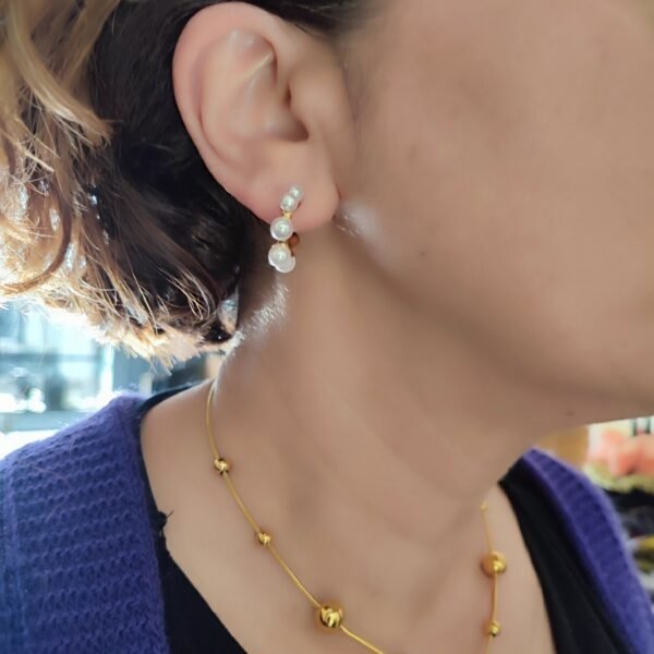 Σκουλαρίκια ατσάλινα five pearls