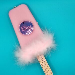 Λαμπάδα αρωματική ροζ παγωτό logo DIOR με ροζ πούπουλα