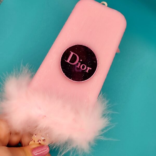 Λαμπάδα αρωματική ροζ παγωτό logo DIOR με ροζ πούπουλα