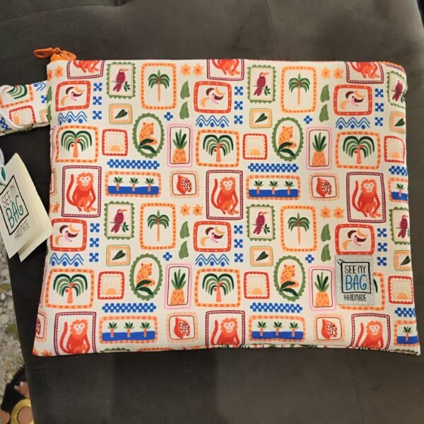 WET BAG Τσαντάκι SEEMYBAG beige Orange stamps