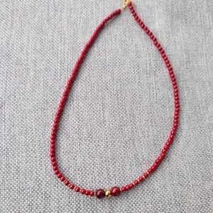 Χειροποίητο κολιέ με ημιπολύτιμες πέτρες μπορντω χαολίτη