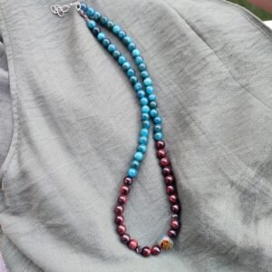 IMG_20250923_121545 Χειροποίητο κολιέ με ημιπολύτιμες πέτρες αχάτη και μάτι τίγρης