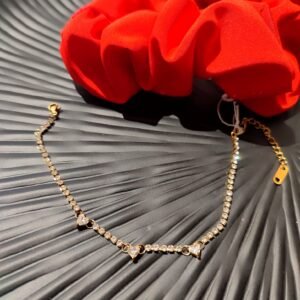 Ατσάλινο ZIRGON βραχιόλι με αλυσίδα και χρυσές καρδιές