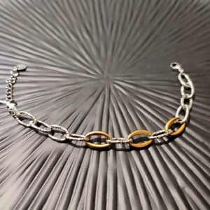 Ατσάλινο 2-tone βραχιόλι με αλυσίδα