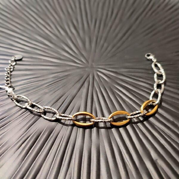 Ατσάλινο 2-tone βραχιόλι με αλυσίδα