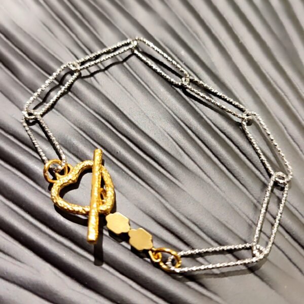 Ατσάλινο 2-tone βραχιόλι με καρδιά