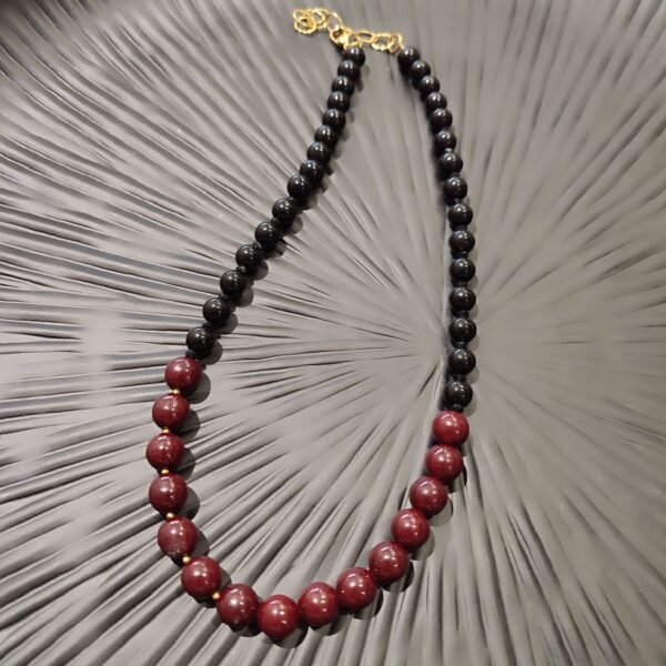 Χειροποίητο κολιέ Ξανθίπη Μπορντό και μαύρο