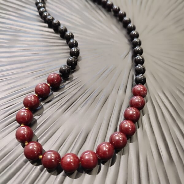 Χειροποίητο κολιέ Ξανθίπη Μπορντό και μαύρο