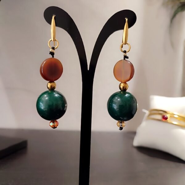 Χειροποίητα σκουλαρίκια Αίθρα με ημιπολύτιμες πέτρες χαολίτη