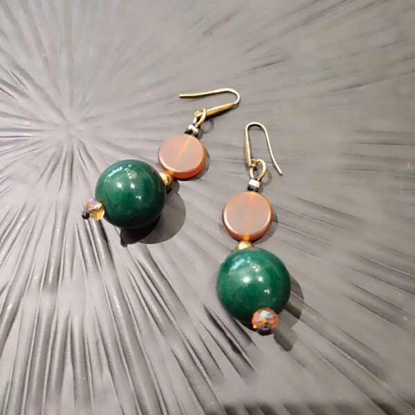 Χειροποίητα σκουλαρίκια Αίθρα με ημιπολύτιμες πέτρες χαολίτη