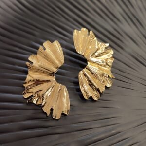 Σκουλαρίκια ατσάλινα ανάγλυφα πέταλα