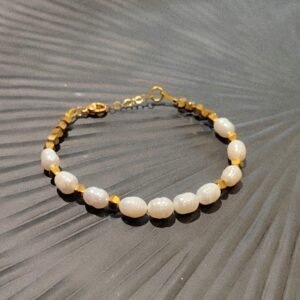 Βραχιόλι Ήρα χειροποίητο με πέρλες και χρυσούς αιματίτες