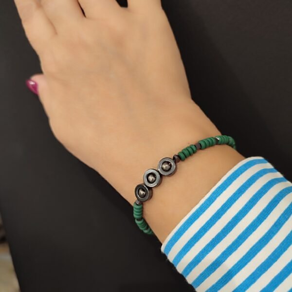 IMG_20251020_124516 Βραχιόλι πράσινο Γρύνη χειροποίητο με αιματίτες