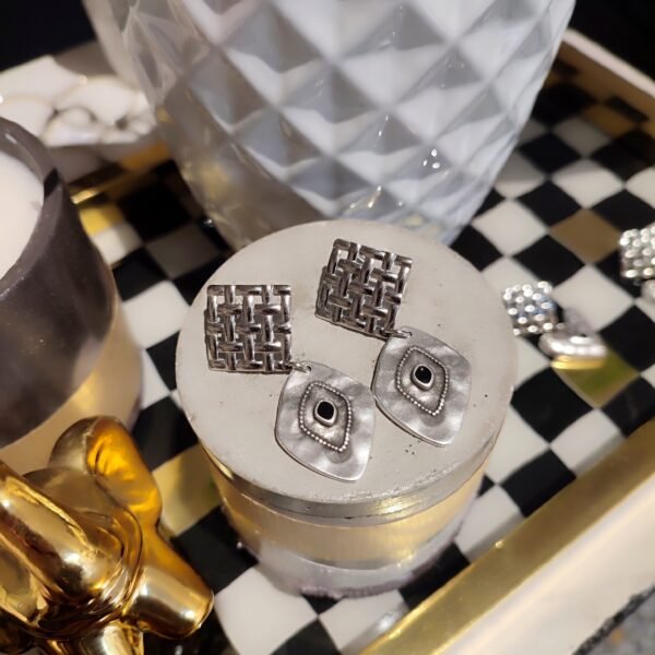 Aτσάλινα σκουλαρίκια πλέξη με ρόμβο