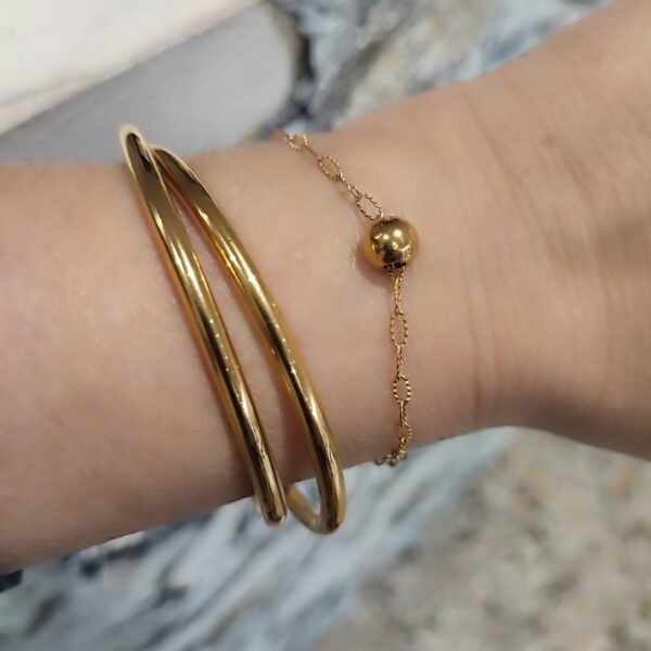 Ατσάλινο βραχιόλι βέργα επιχρυσωμένη