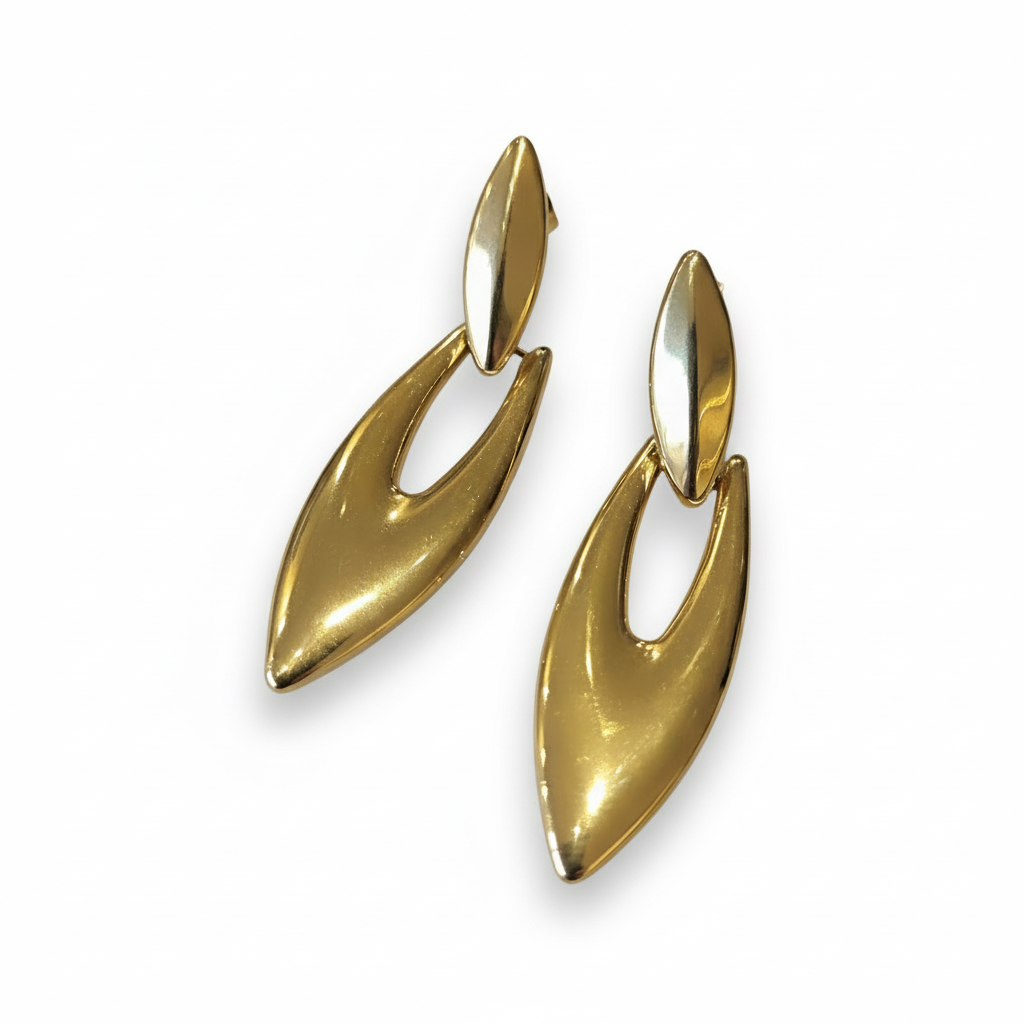 Aτσάλινα σκουλαρίκια οβάλ μακρόστενα