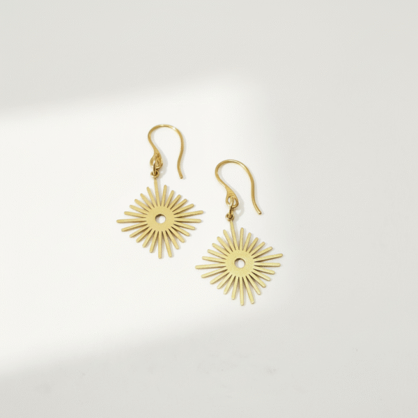 Aτσάλινα σκουλαρίκια ρόμβος σχέδιο ήλιος