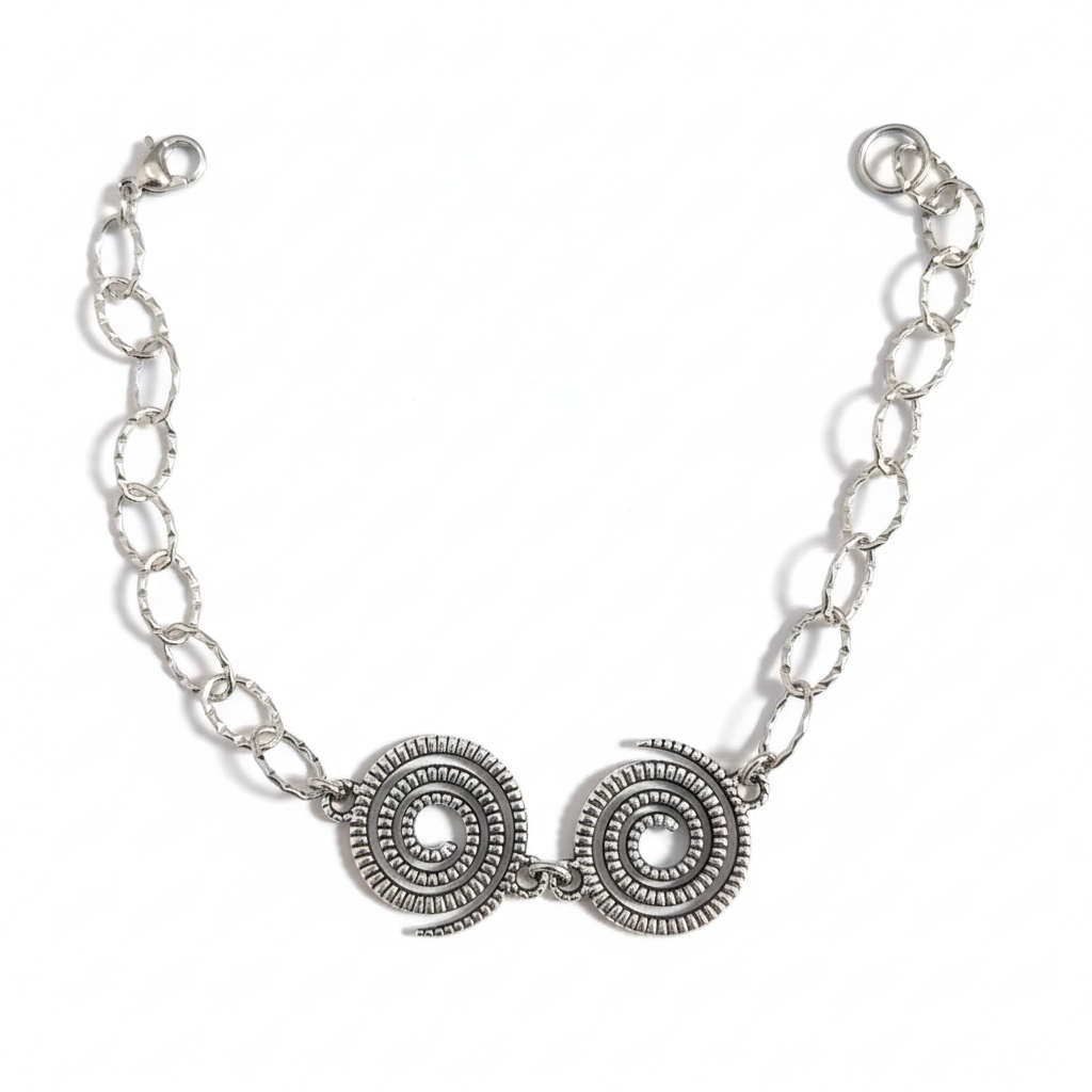 Χειροποίητο ατσάλινο βραχιόλι αλυσίδα Σπείρα