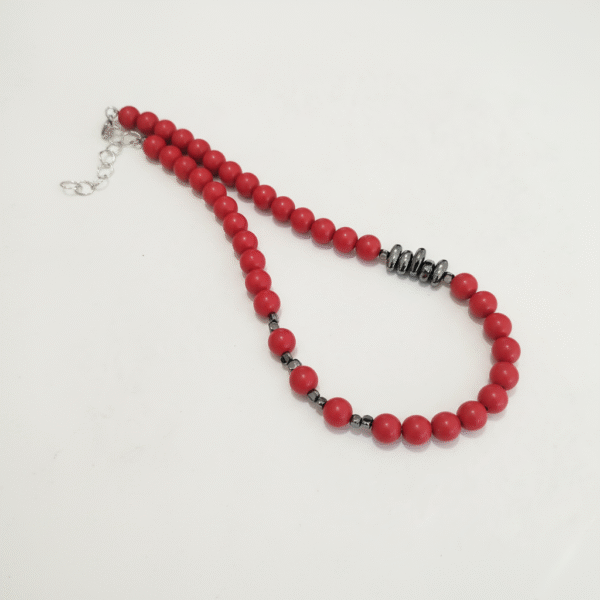 Χειροποίητο κόκκινο κολιέ Κλειώ με χαολίτη