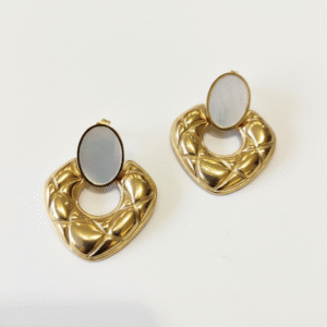 Aτσάλινα σκουλαρίκια φιλντισι χρυσό