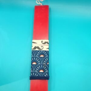 Λαμπάδα πασχαλινή πλατιά χειροποίητη boho κόκκινη