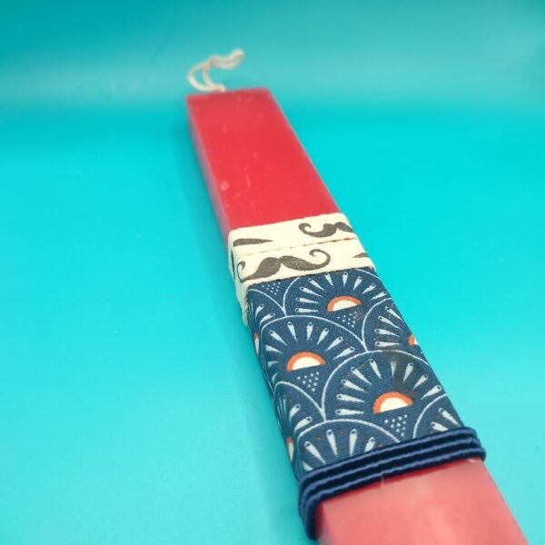 Λαμπάδα πασχαλινή πλατιά χειροποίητη boho κόκκινη