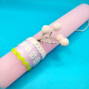 Λαμπάδα κύλινδρος σαγρέ ροζ αρωματική -2-