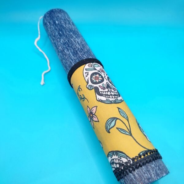 Λαμπάδα κύλινδρος σαγρέ μπλε αρωματική -3-