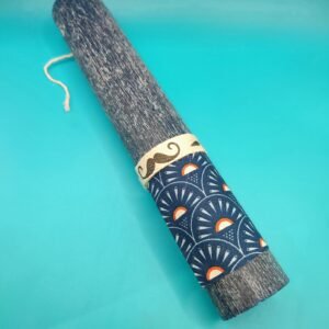 Λαμπάδα κύλινδρος σαγρέ μπλε αρωματική -1-