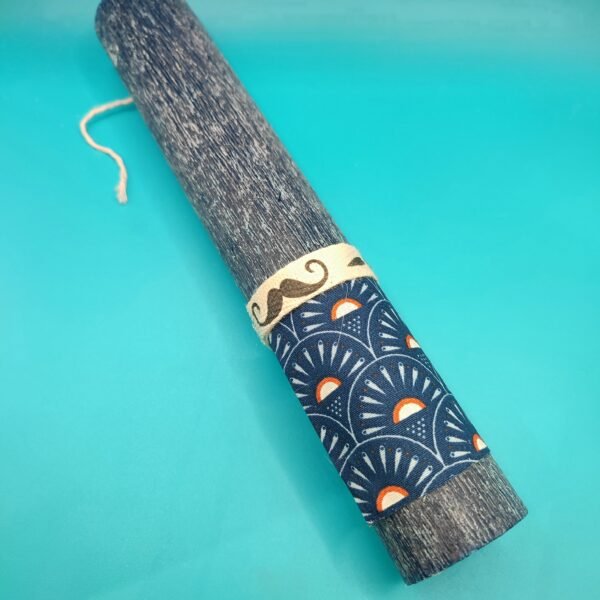 Λαμπάδα κύλινδρος σαγρέ μπλε αρωματική -1-