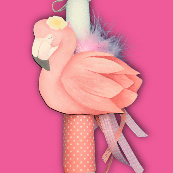 Λαμπάδα κύλινδρος λευκή αρωματική Flamingo-2-