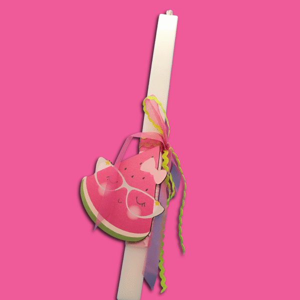 Λαμπάδα τετράγωνη ροζ αρωματική Karpouzi