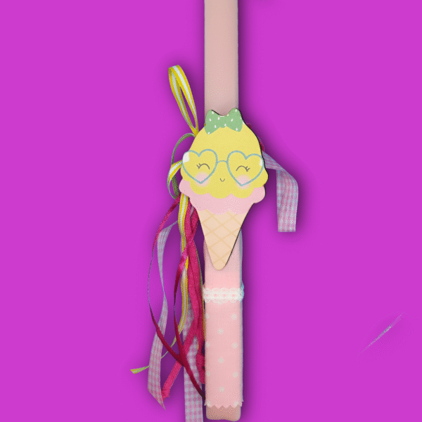 Λαμπάδα τετράγωνη ροζ αρωματική Ice Cream