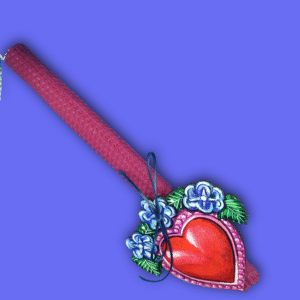 Aρωματική λαμπάδα μπορντώ μελισσοκέρι Boho Heart