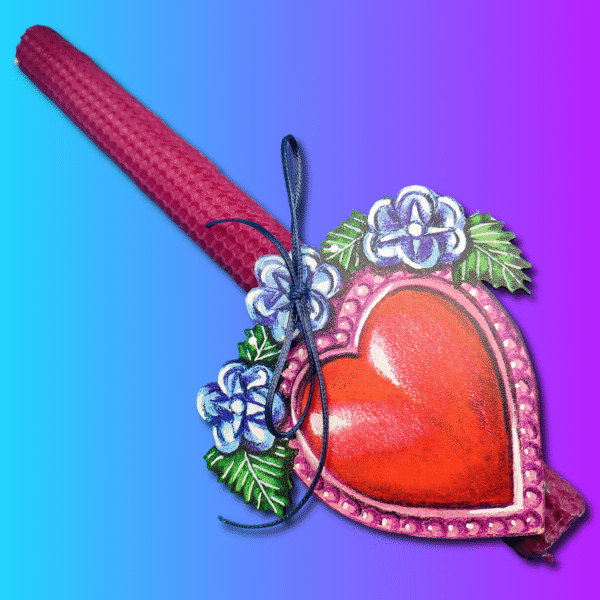 Aρωματική λαμπάδα μπορντώ μελισσοκέρι Boho Heart