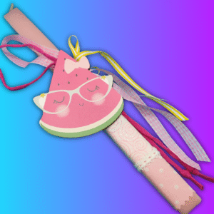 Λαμπάδα τετράγωνη ροζ αρωματική Karpouzi