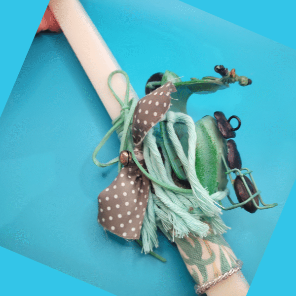 Λευκή λαμπάδα αρωματική κύλινδρος με Vespa