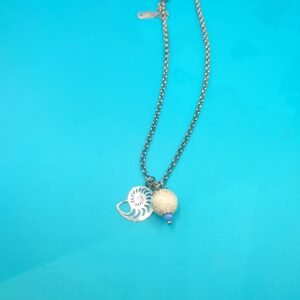 Ατσάλινη αλυσίδα με laser cut κοχύλι και χαολίτη