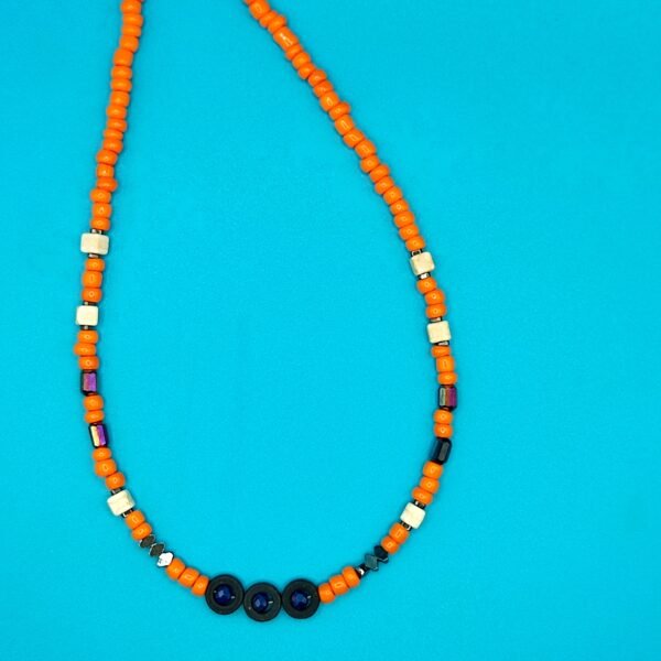 Χειροποίητο κολιέ Orange Loop Blue