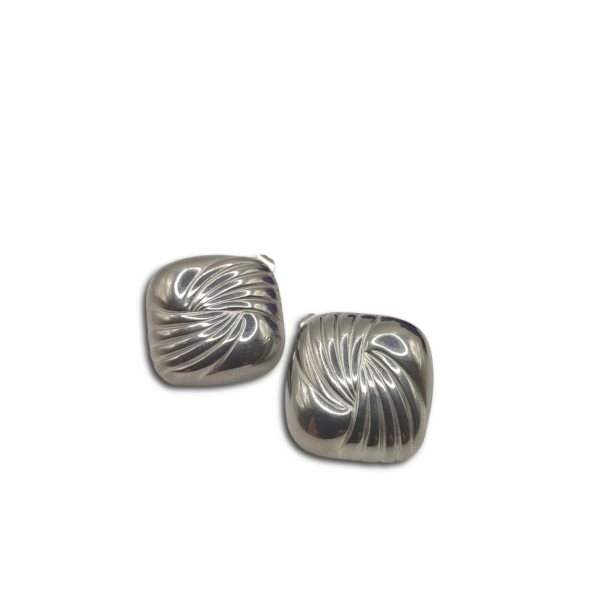 Aτσάλινα σκουλαρίκια Silk Square ασημί